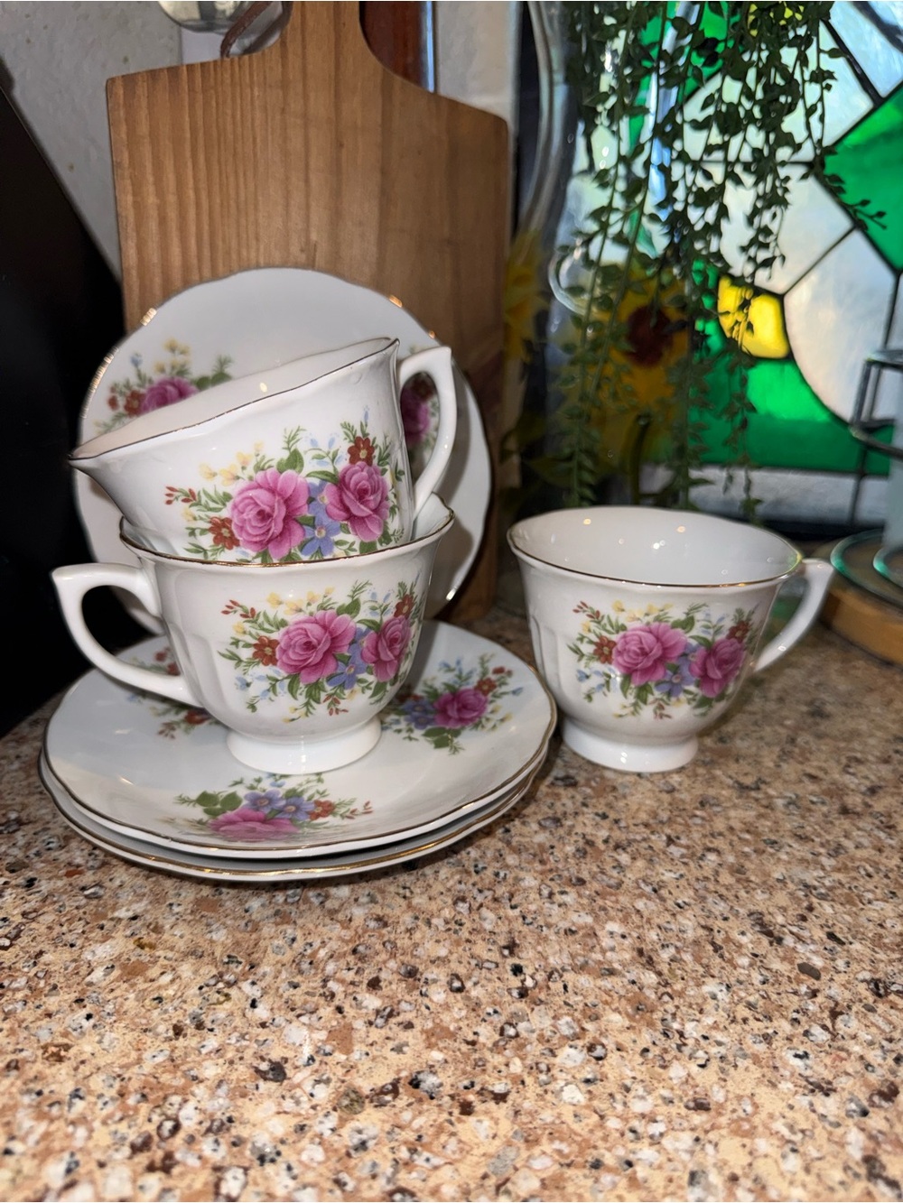 Vintage Northridge China Floral Teacup & Saucer Set – 6 Pieces